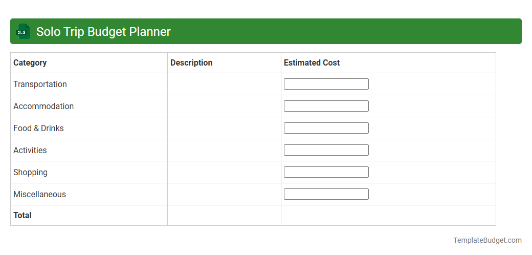Solo Trip Budget Planner
