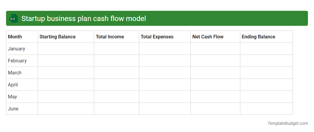 Startup business plan cash flow model
