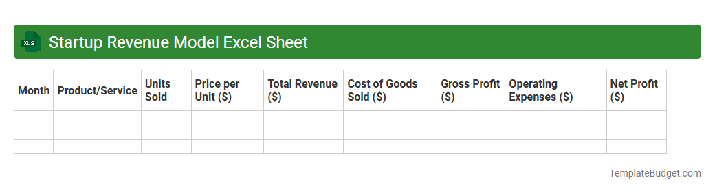Startup Revenue Model Excel Sheet