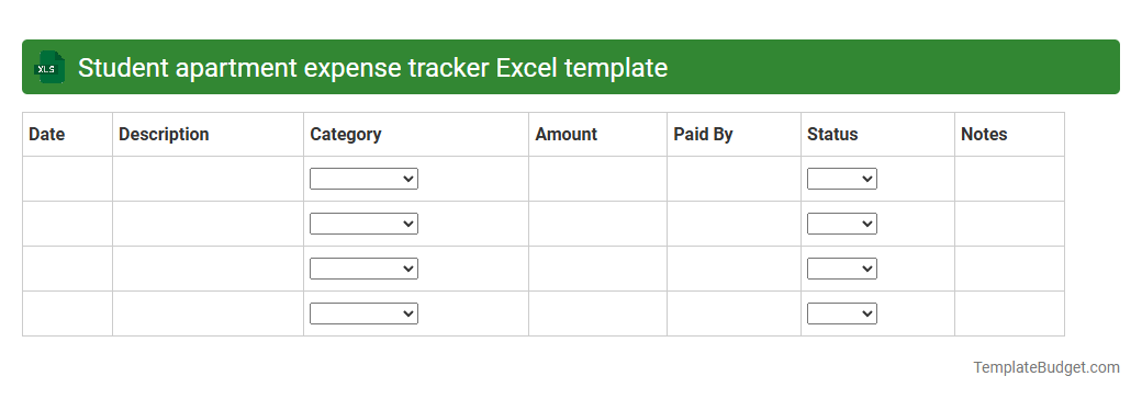 Student apartment expense tracker Excel template