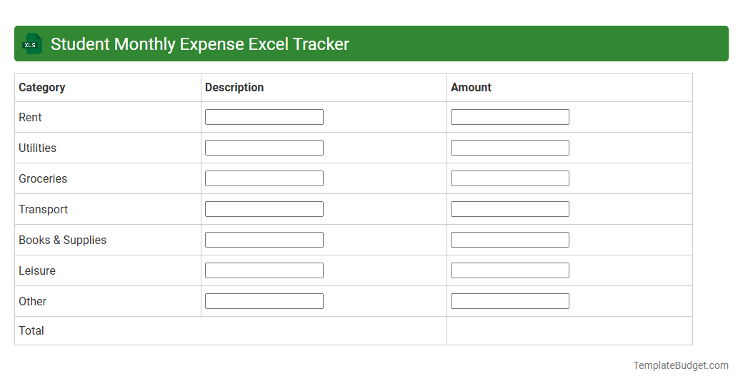 Student Monthly Expense Excel Tracker