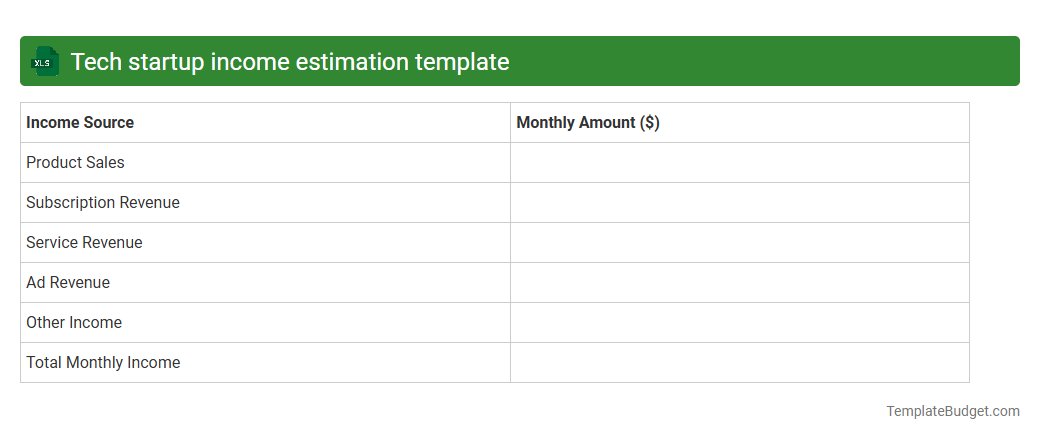 Tech startup income estimation template