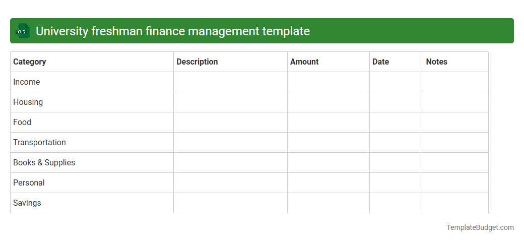 University freshman finance management template