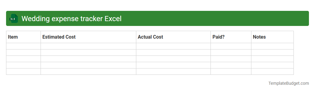 Wedding expense tracker Excel