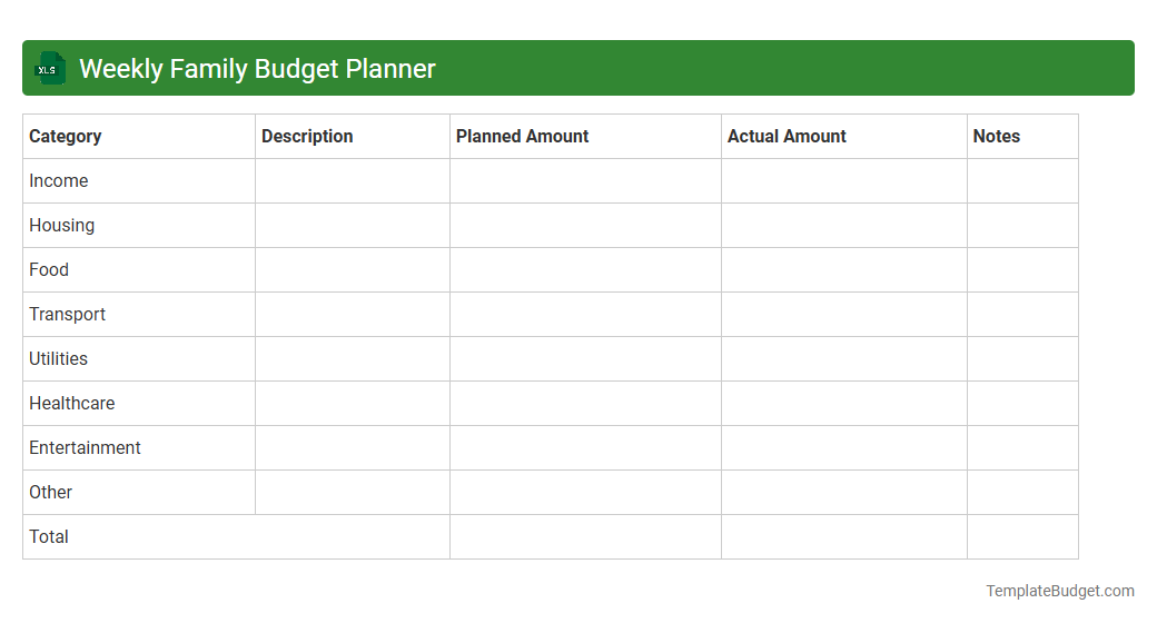 Weekly Family Budget Planner