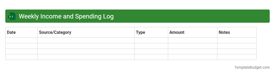 Weekly Income and Spending Log