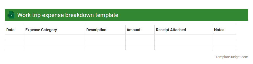 Work trip expense breakdown template