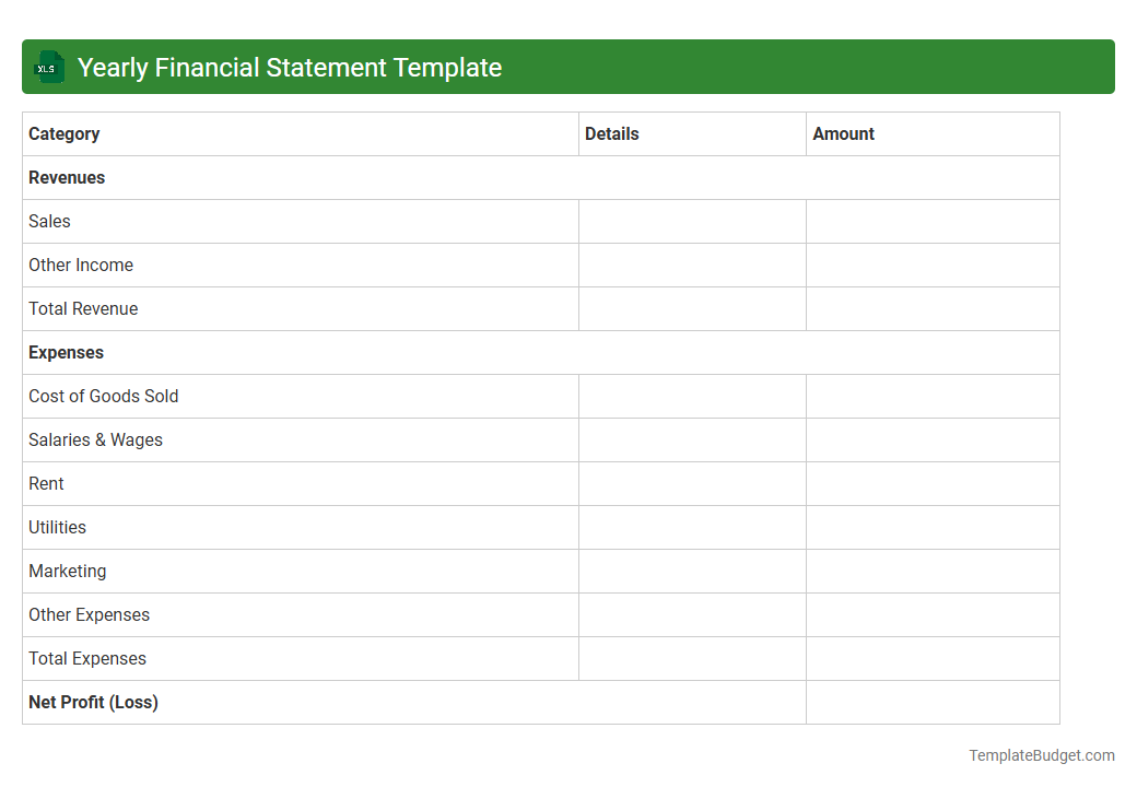 Yearly Financial Statement Template
